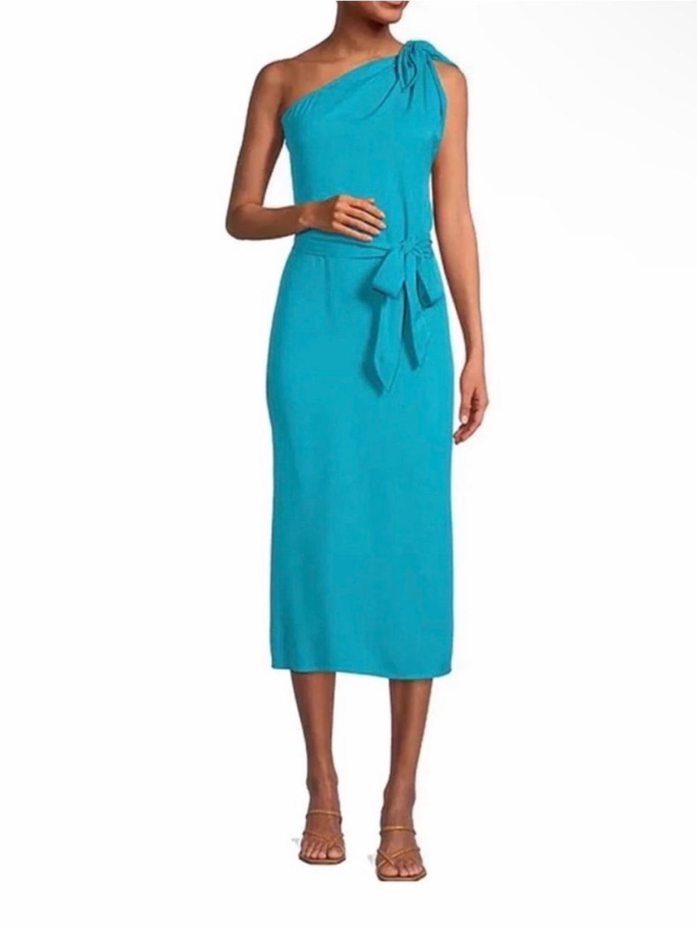 LIKE NEW Antonio Melani One-Shoulder Midi Dress with Waist Tie